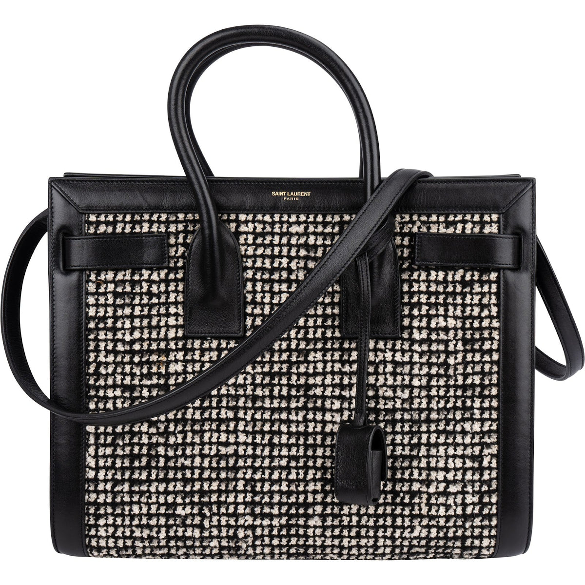 Saint Laurent Tweed & Leather Sac de Jour Handbag
