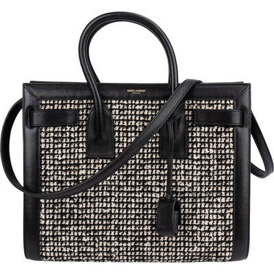 Saint Laurent Tweed & Leather Sac de Jour Handbag