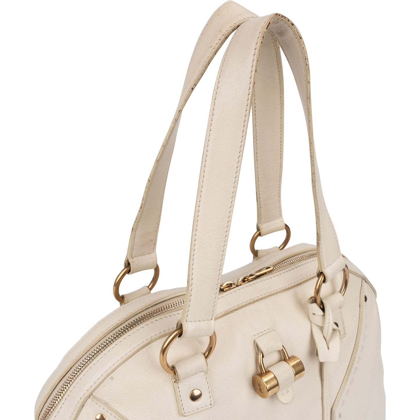 Yves Saint Laurent White Leather Medium Muse Handbag