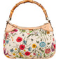 Gucci Leather and Canvas Flora Bamboo Handbag
