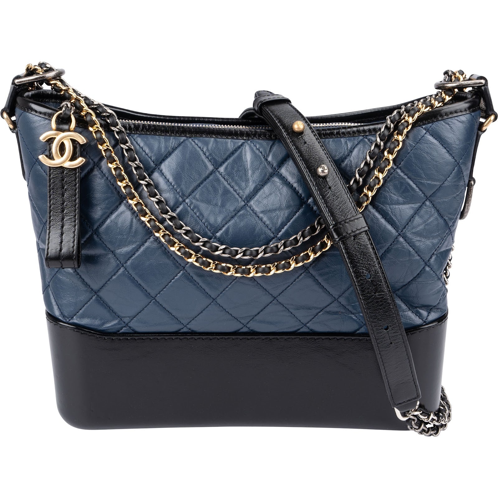 Chanel Aged Calfskin Quilted Gabrielle Hobo Crossbody Bag