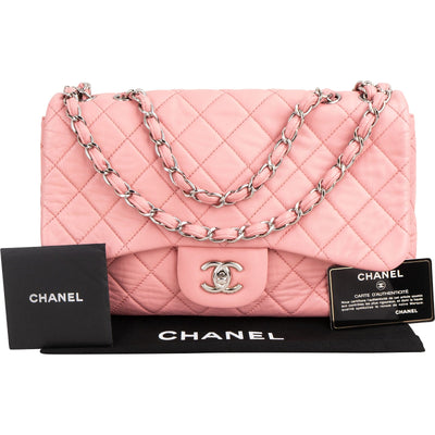 Chanel Quilted Soft Lambskin Palladium Jumbo Single Flap Crossbody Bag