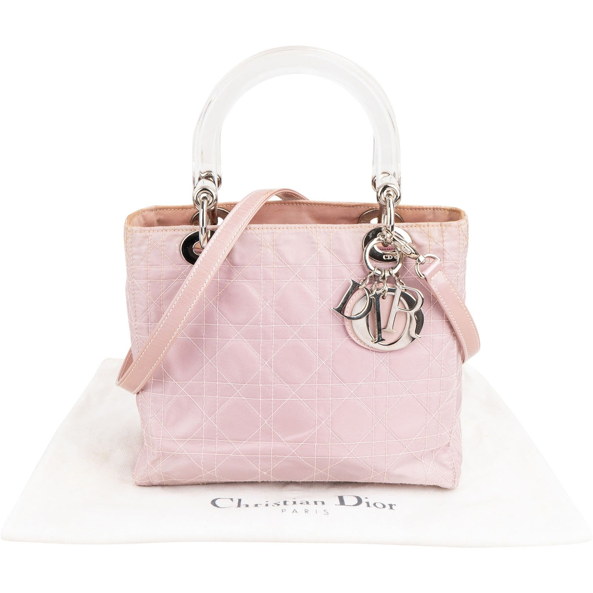 Christian Dior Nylon Cannage Transparent  Lady Dior Handbag