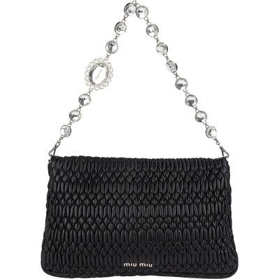 Miu Miu Matelassé Nappa Leather Crystal Shoulder Bag
