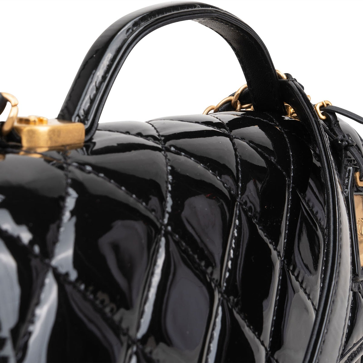 Chanel Quilted Patent Leather Top Handle Handbag