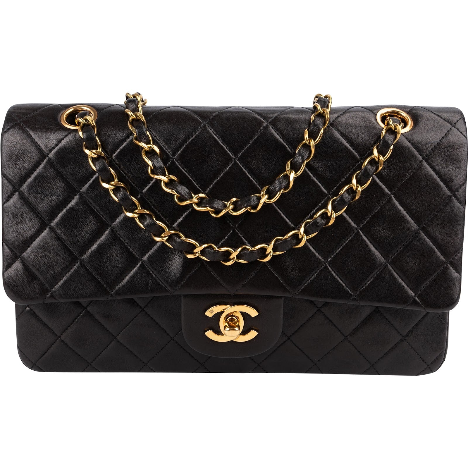 Chanel Quilted Lambskin 24K Gold Medium Double Flap Shoulder Bag