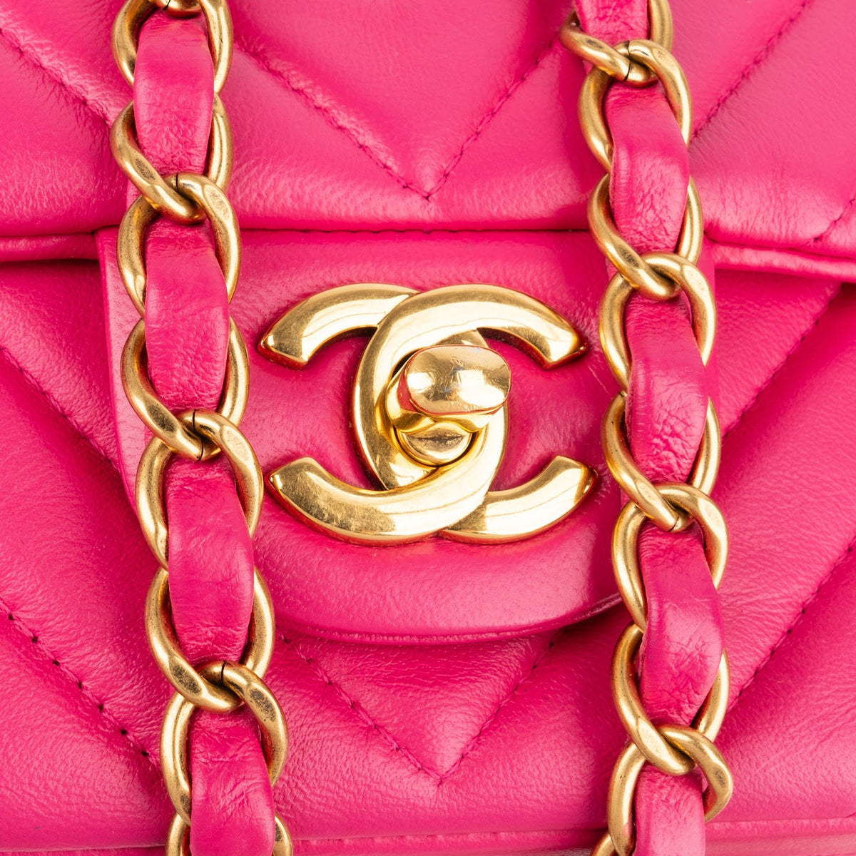 Chanel Quilted Chevron Lambskin Small Single Flap Crossbody Bag