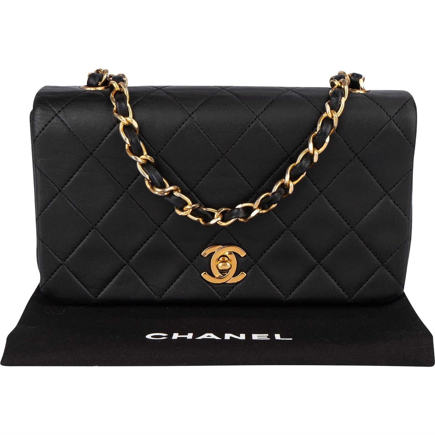 Chanel Quilted Lambskin 24K Gold Single Flap Crossbody Bag
