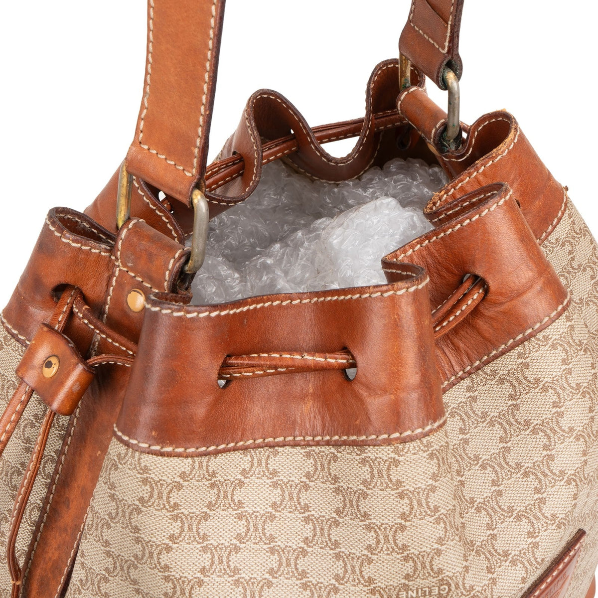Celine Macadam Monogram Drawstring Bucket Shoulder Bag