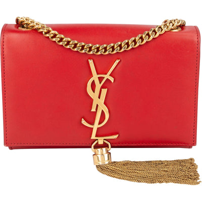 Saint Laurent Red Leather Kate Chain Crossbody Bag