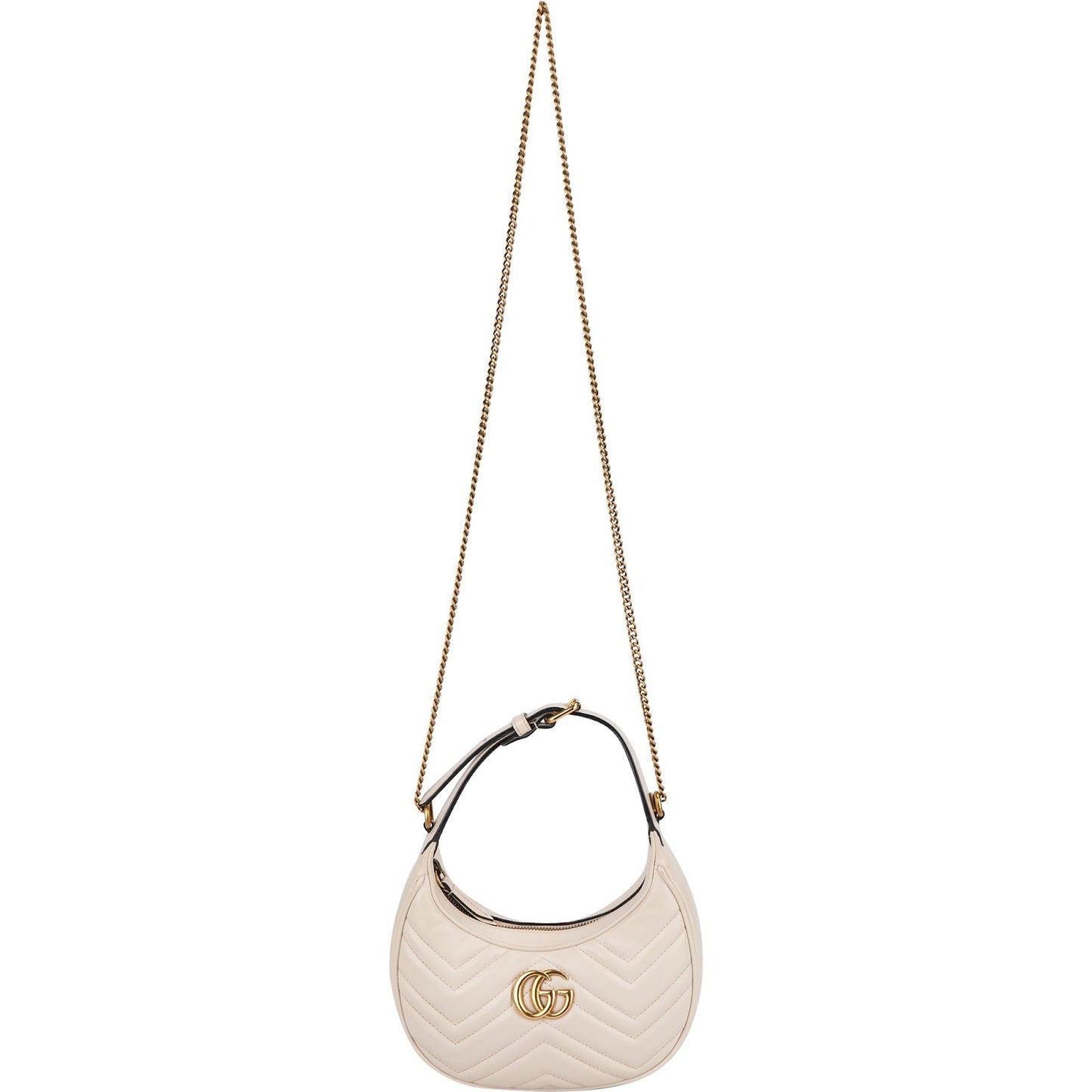 Gucci Quilted Leather GG Marmont Half-Moon Mini Shoulder Bag
