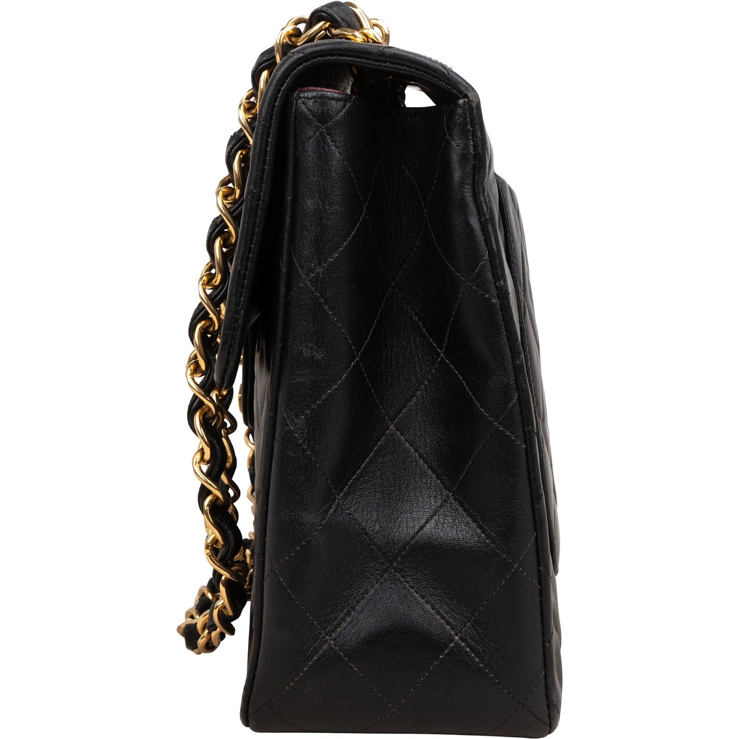 Chanel Quilted Lambskin 24K Gold Jumbo Single Flap Crossbody Bag
