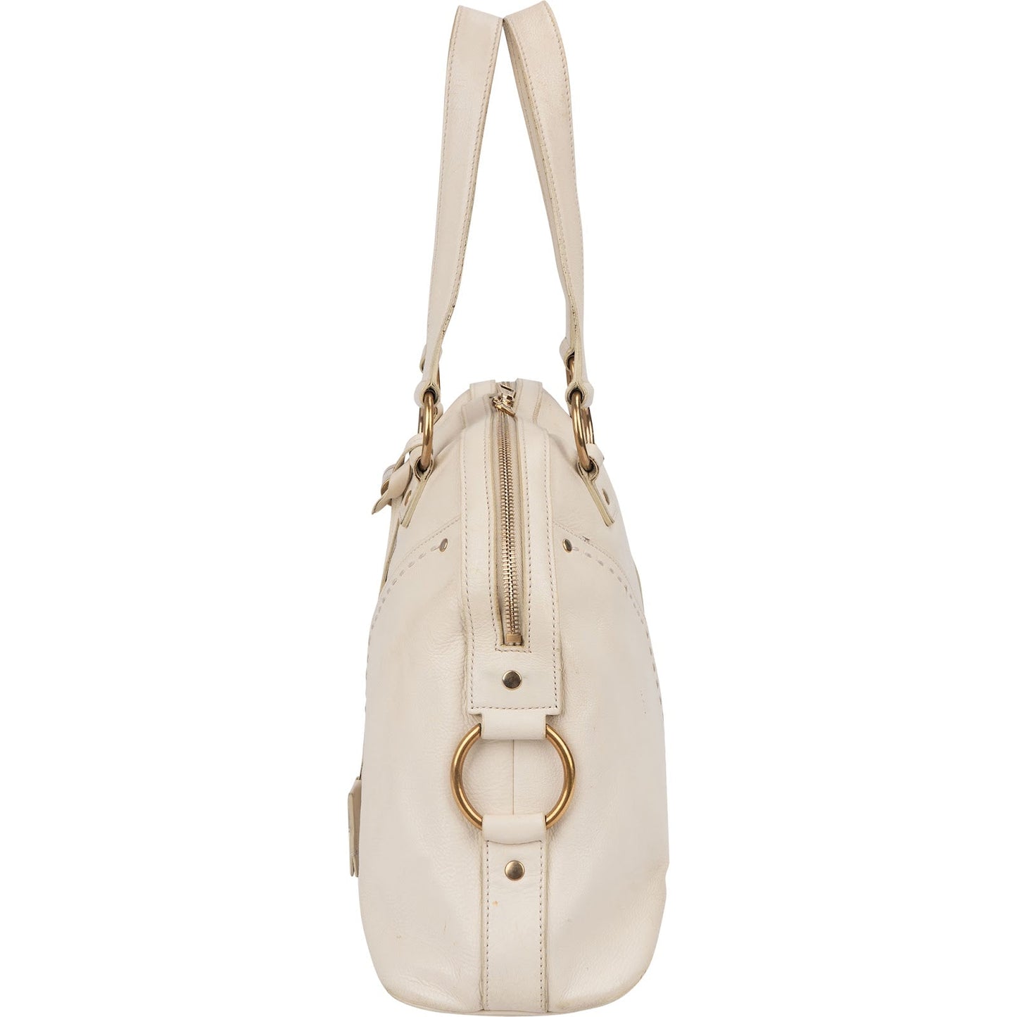 Yves Saint Laurent White Leather Medium Muse Handbag