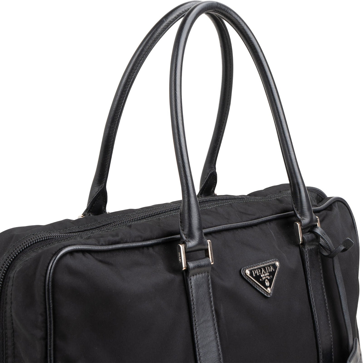 Prada Tessuto Saffiano Leather Triangle Briefcase Handbag