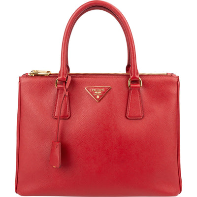Prada Red Saffiano Leather Galleria Handbag