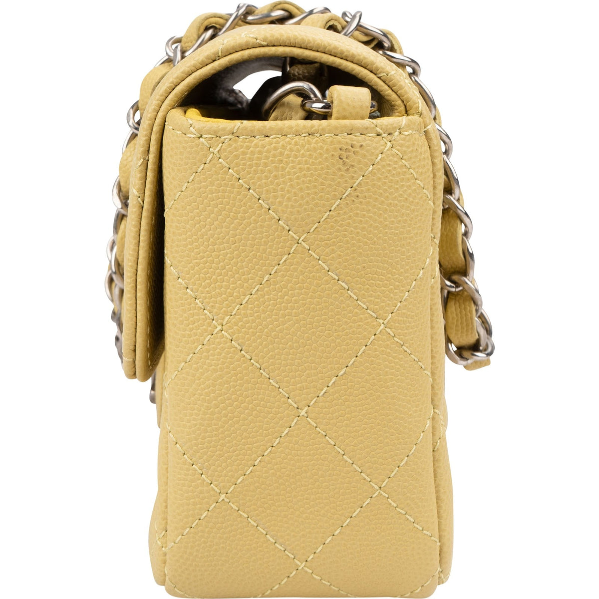 Chanel Quilted Caviar Leather Palladium Mini Rectangular Single Flap Crossbody Bag