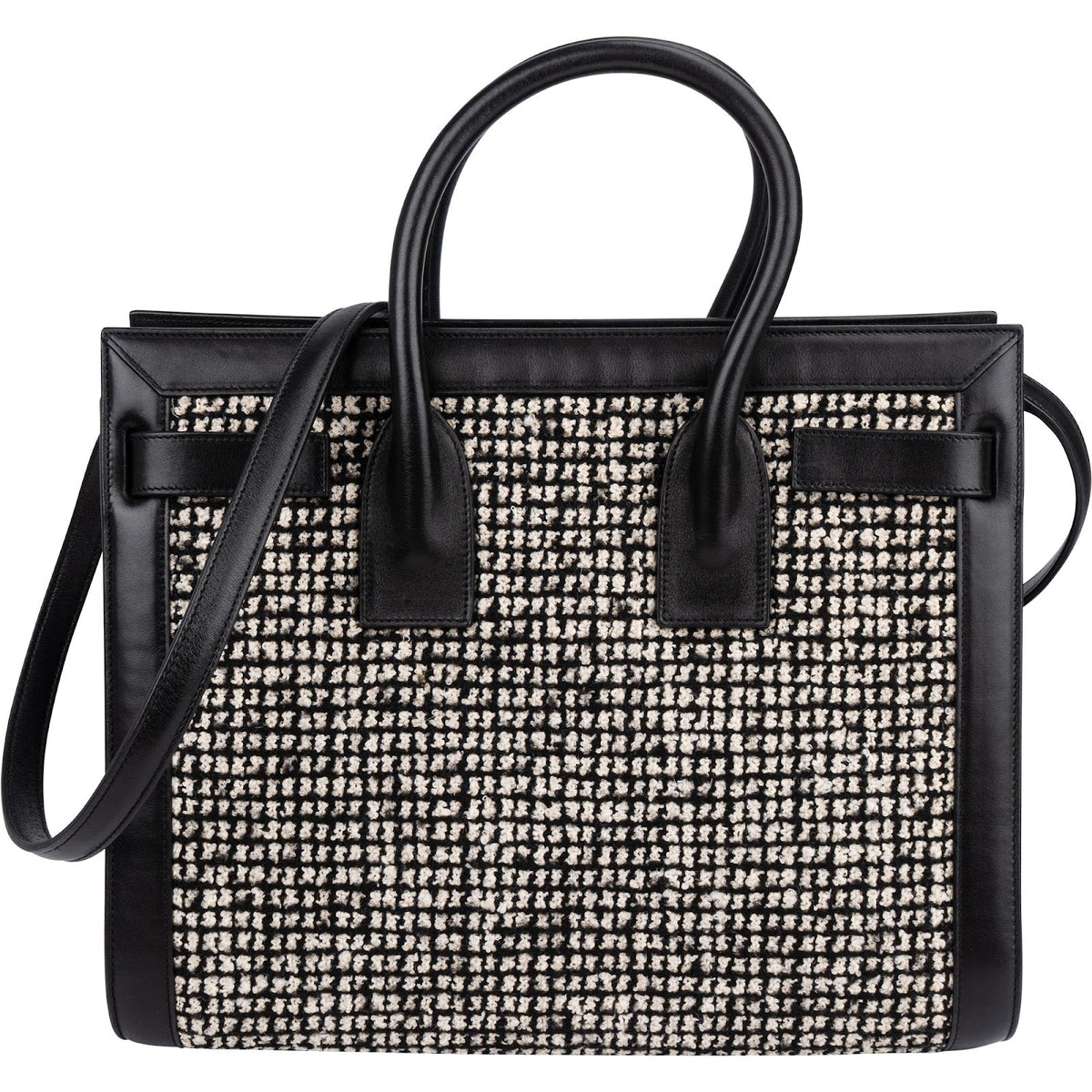 Saint Laurent Tweed & Leather Sac de Jour Handbag