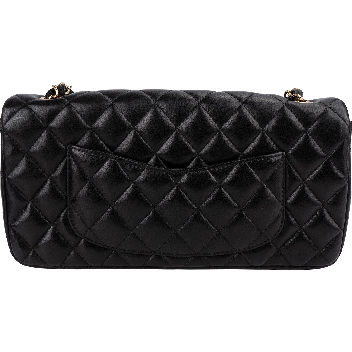 Chanel Quilted Lambskin East West Single Flap Shoulder Bag