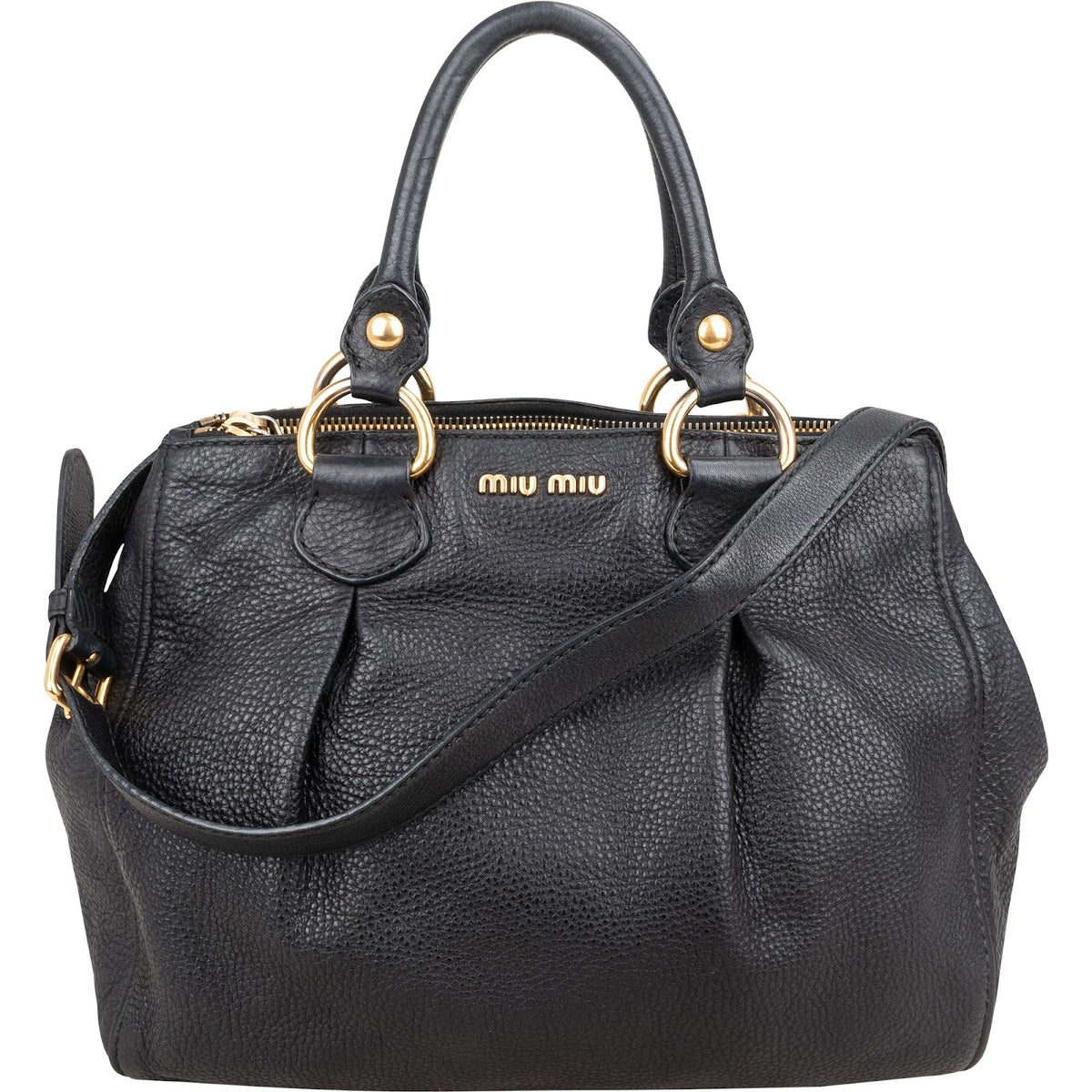 Miu Miu Vitello Daino Leather Tote Hobo Handbag