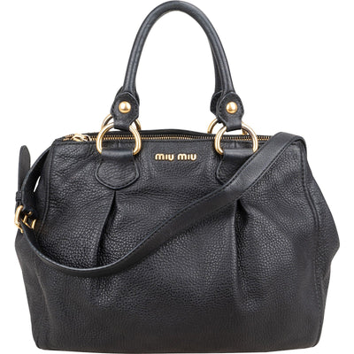 Miu Miu Vitello Daino Leather Tote Hobo Handbag