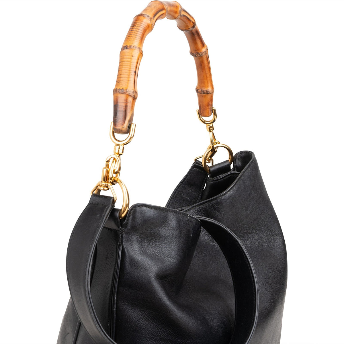 Gucci Bamboo Handle aus schwarzem Leder – Ansicht 2