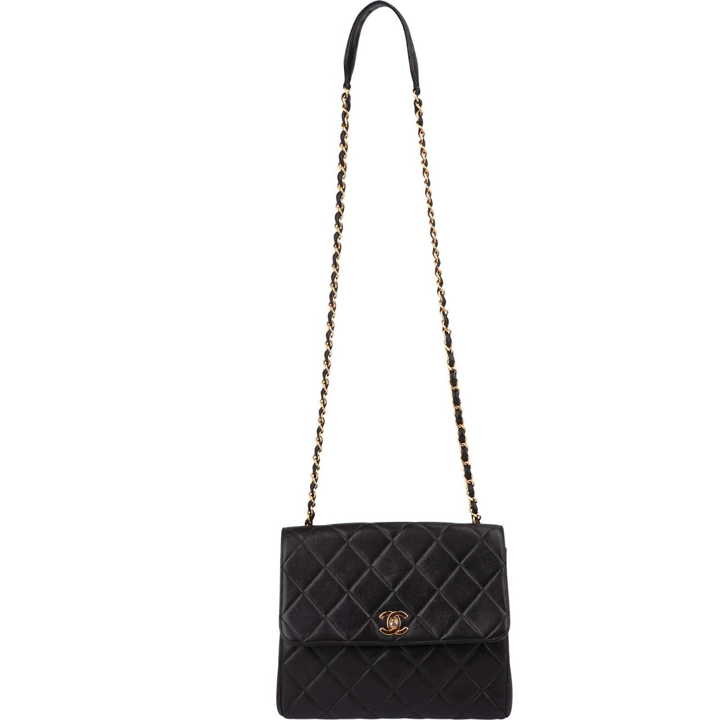 Chanel Quilted Lambskin Rectangular Single Flap Crossbody Bag