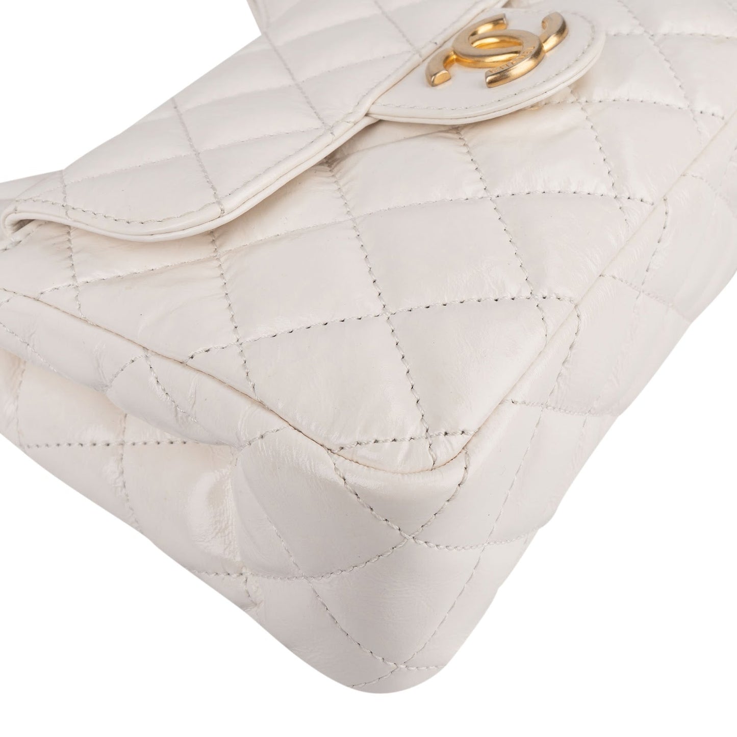 Chanel Quilted Shiny Leather Wavy CC Crossbody Bag