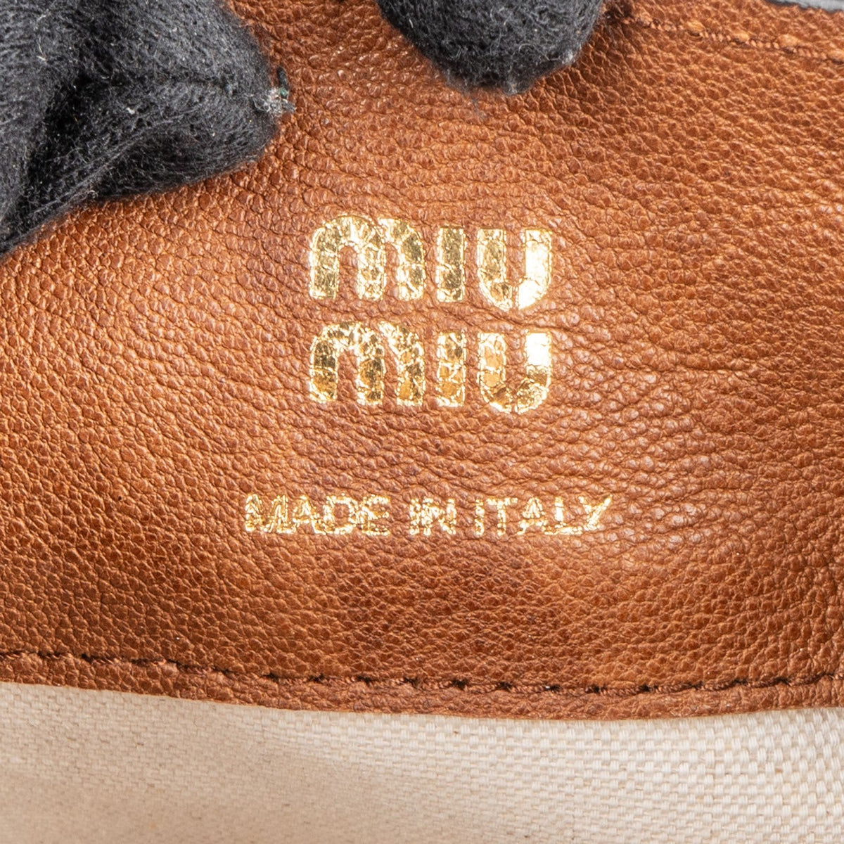 Miu Miu Calfskin Leather Mini Drawstring Bucket Crossbody Bag