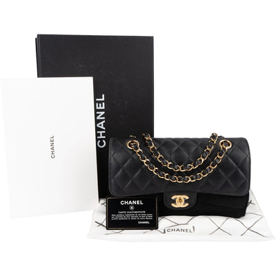 Chanel Quilted Caviar Leather Small Double Flap Shoulder Bag