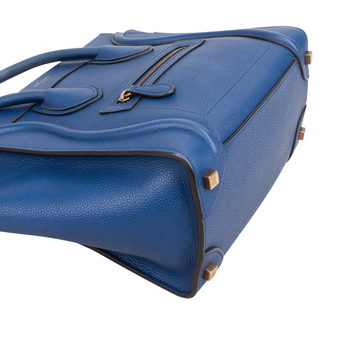 Céline Micro Luggage aus blauem Drummed-Kalbsleder – Ansicht 7