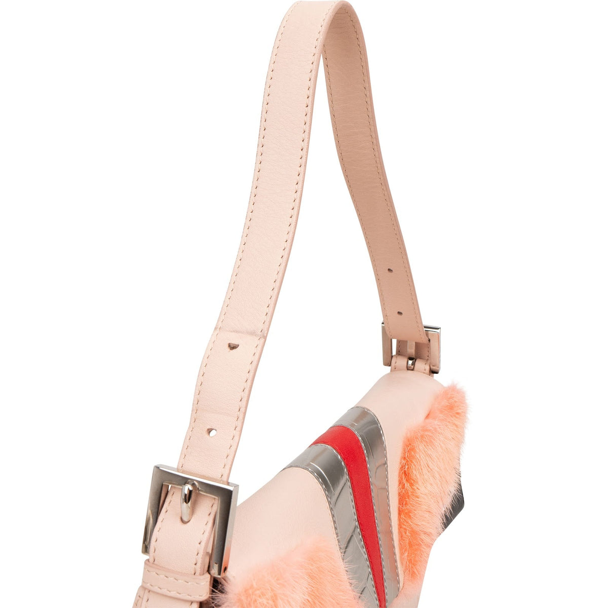Fendi Tricolor Leather Fur Monster Baguette Shoulder Bag