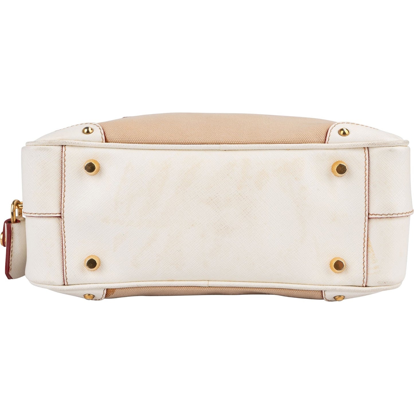 Prada Canvas Saffiano Leather Bauletto Handbag