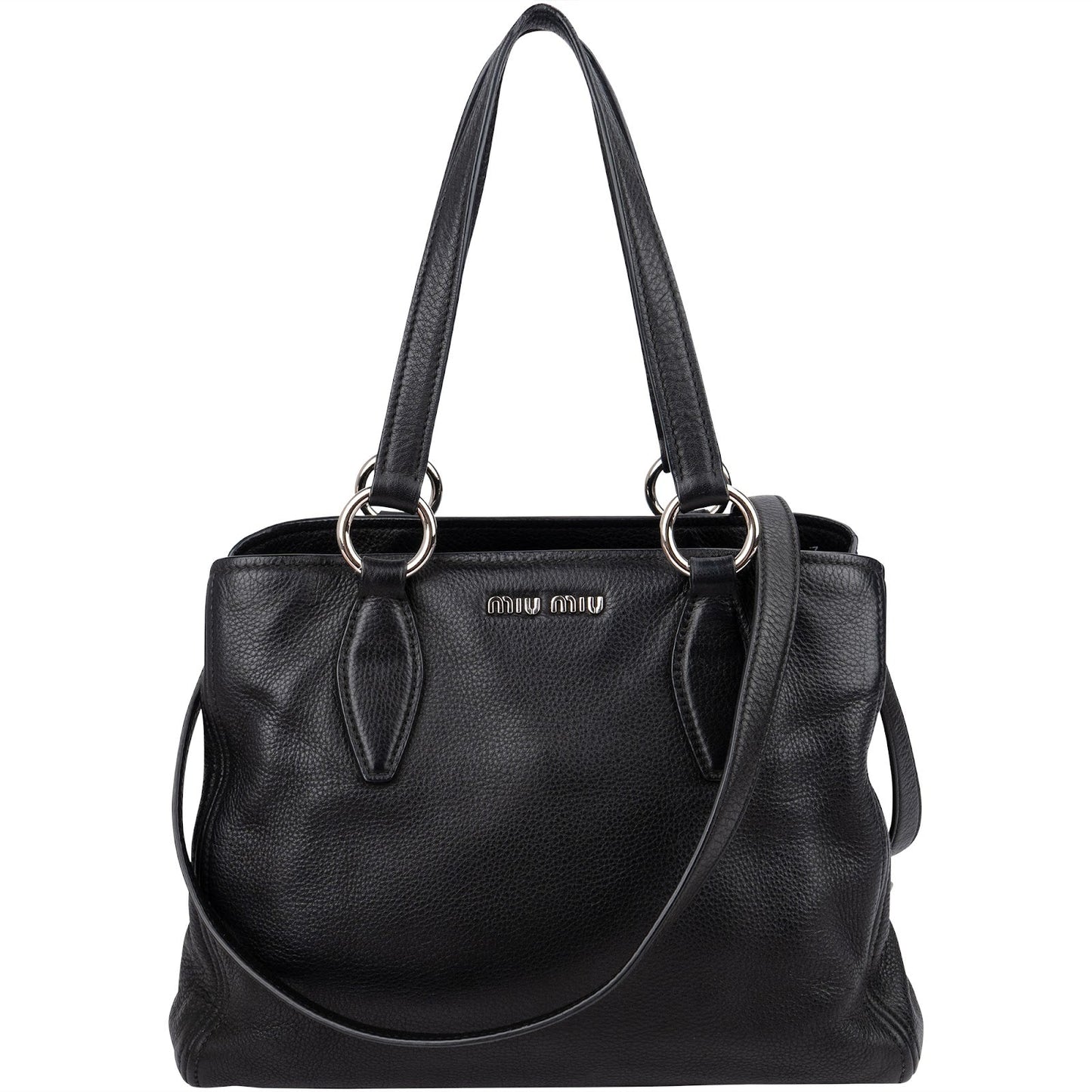 Miu Miu Grained Leather Vitello Daino Tote Shoulder Bag