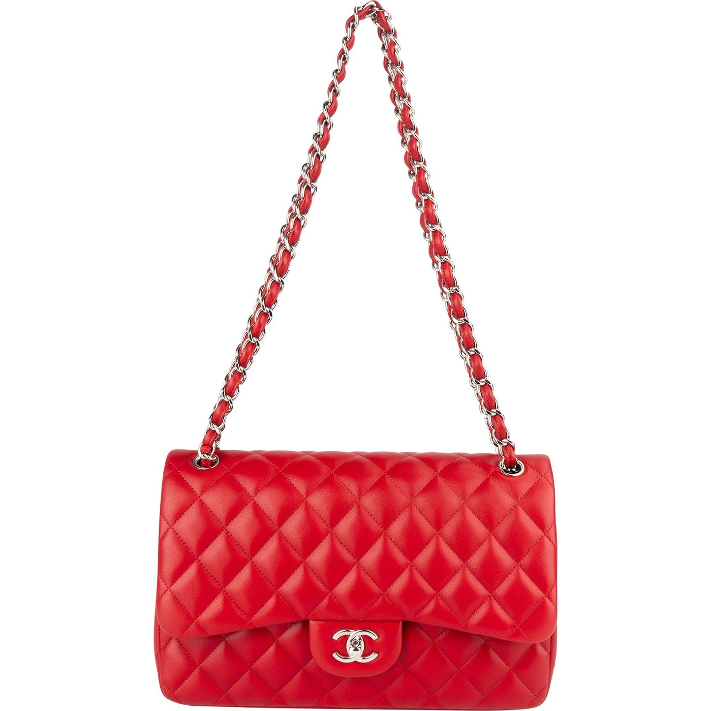 Chanel Quilted Lambskin Jumbo Double Flap Crossbody Bag