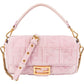 Fendi Monogram FF Embossed Suede Baguette Crossbody Handbag