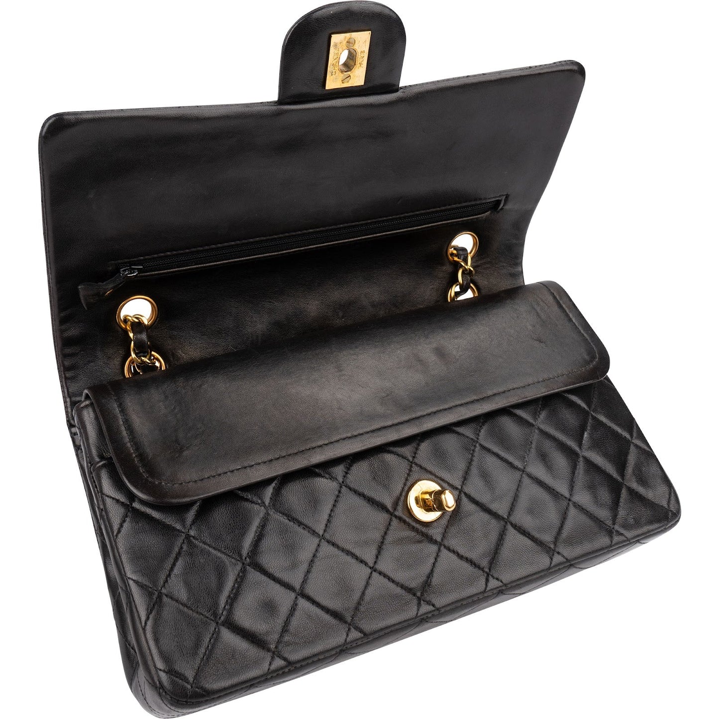 Chanel Quilted Lambskin Medium 24K Gold Double Flap Shoulder Bag