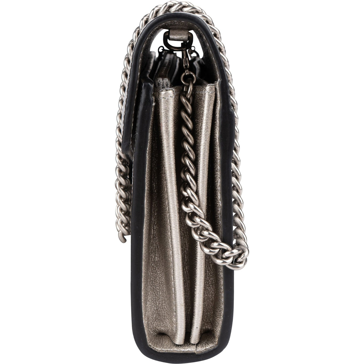 Gucci Lizard-Embossed Metallic Leather Dionysus Wallet On Chain Crossbody Bag