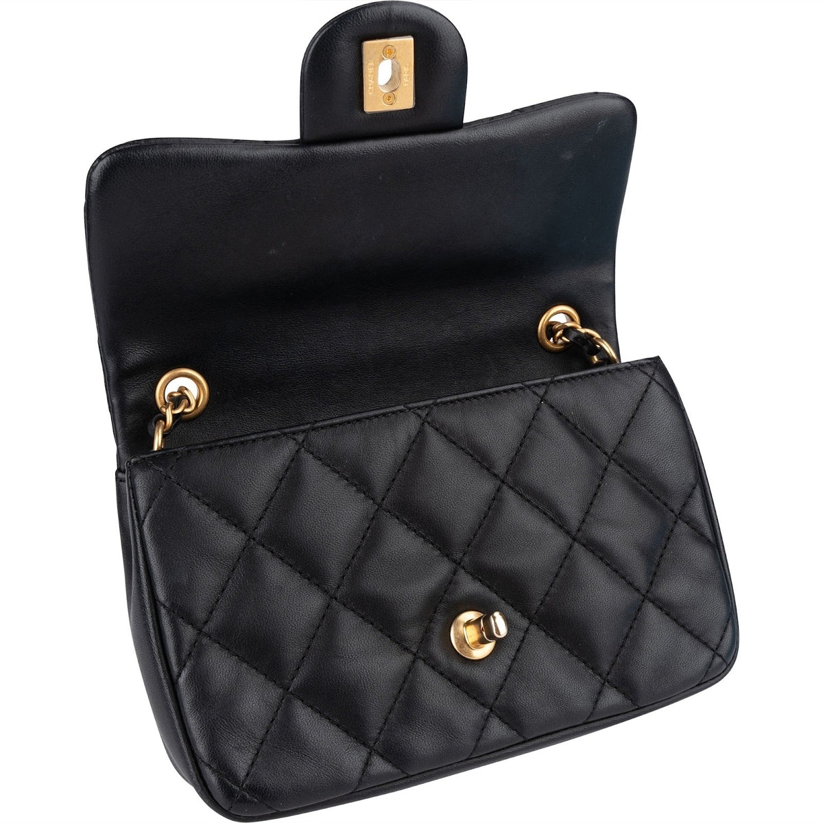 Chanel Quilted Lambskin Heart Charms Mini Rectangular Single Flap Crossbody Bag