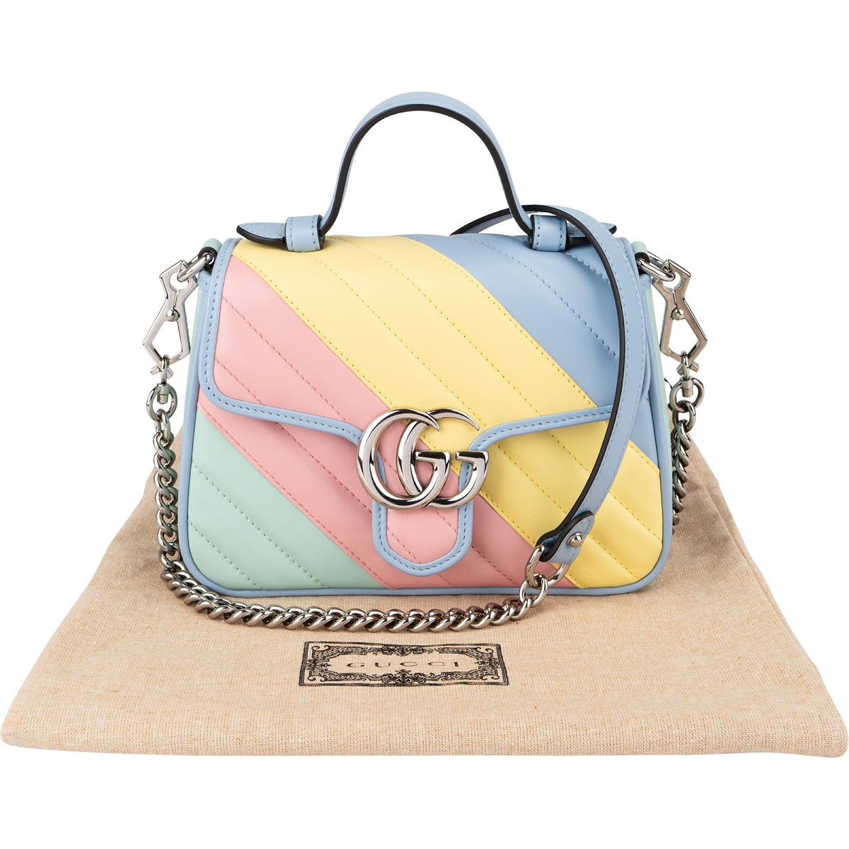 Gucci Multicolor Matelassé Leather GG Marmont Mini Top Handle Crossbody Bag