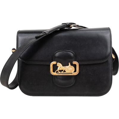 Céline Boxcalf Horse Carriage Triomphe Flap Shoulder Bag