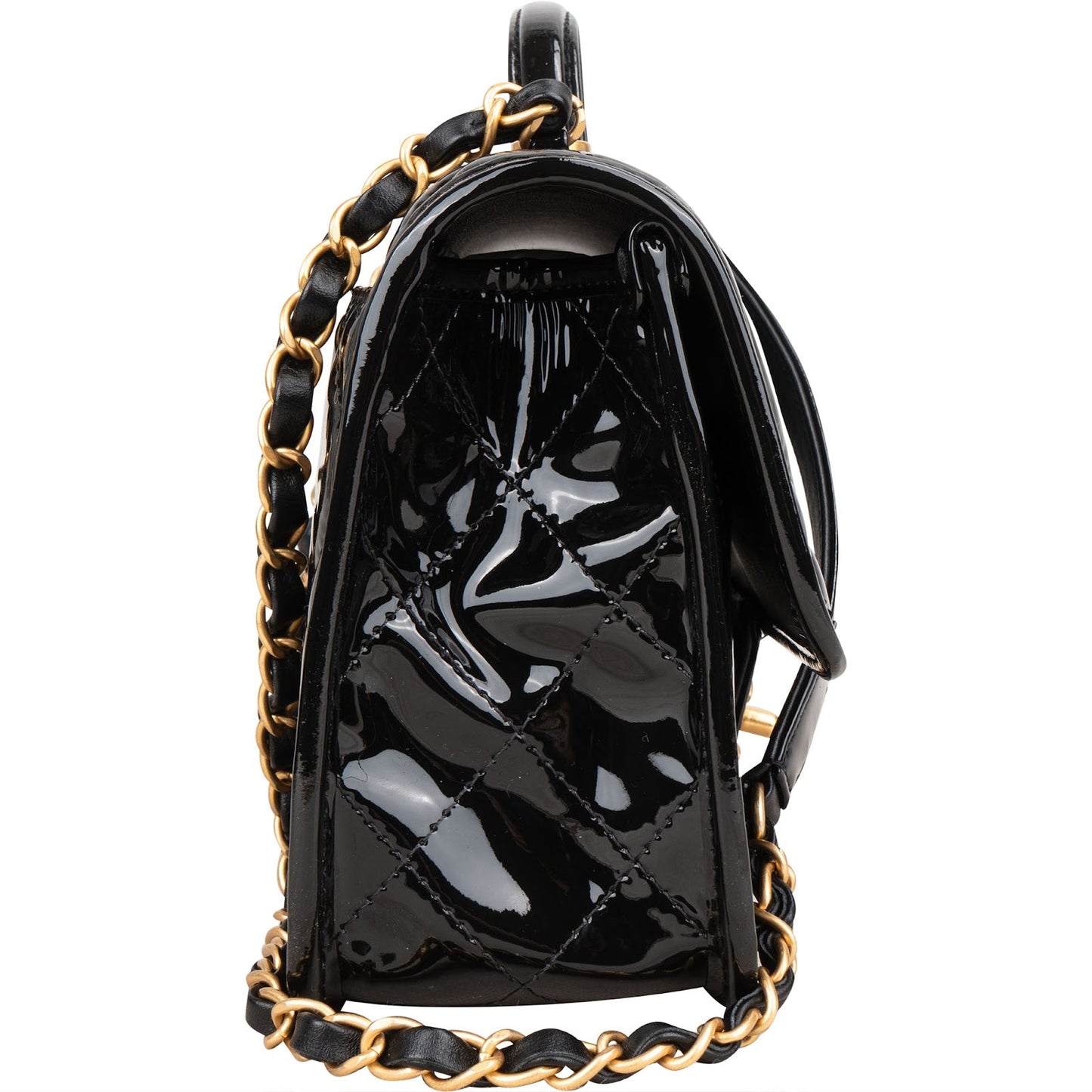 Chanel Quilted Patent Leather Top Handle Handbag