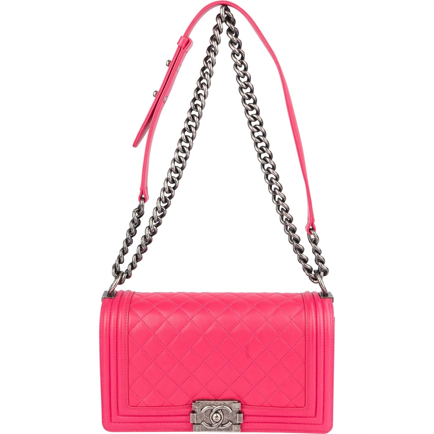 Chanel Quilted Lambskin Single Flap  Boy Crossbody Bag