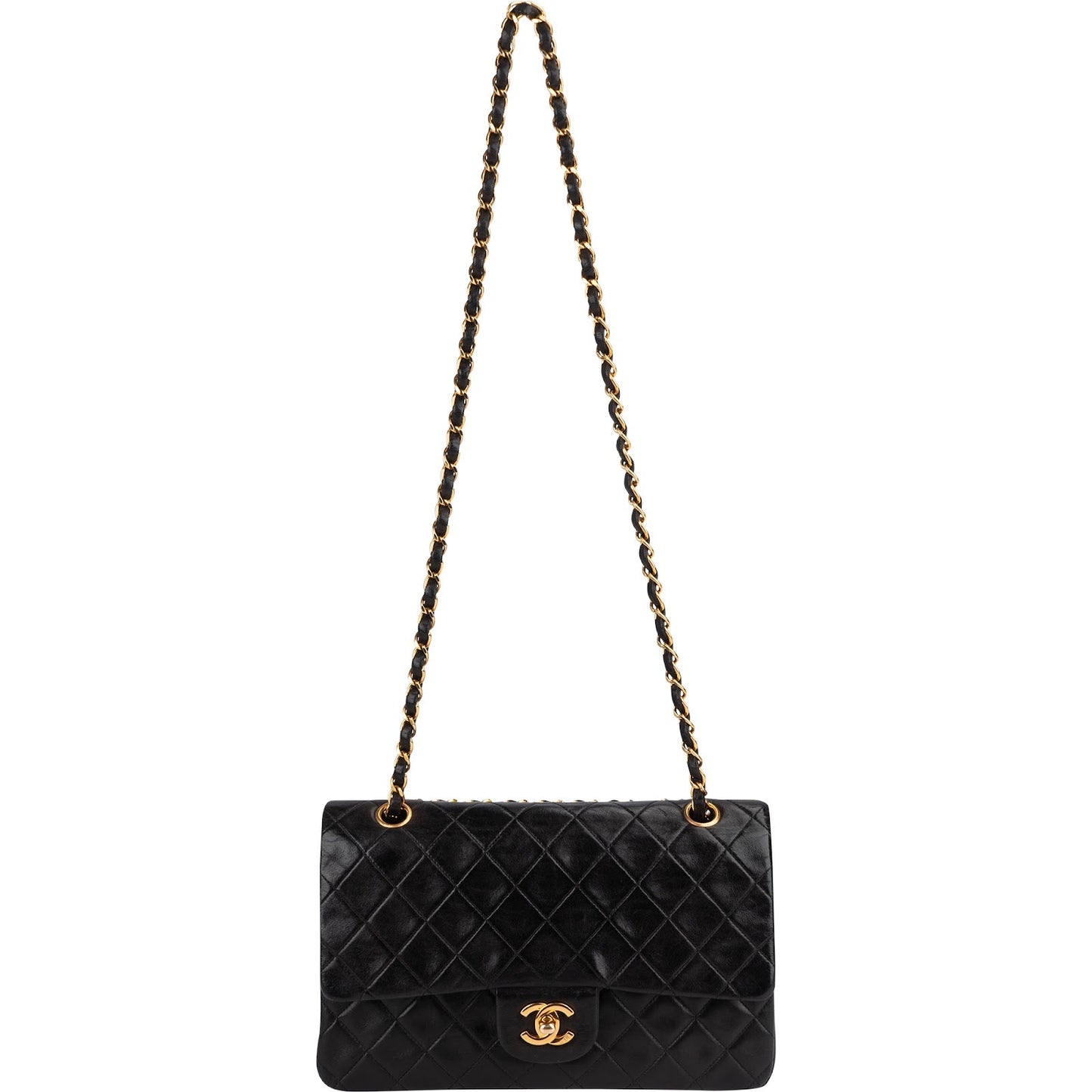 Chanel Quilted Lambskin 24K Gold Medium Double Flap Shoulder Bag