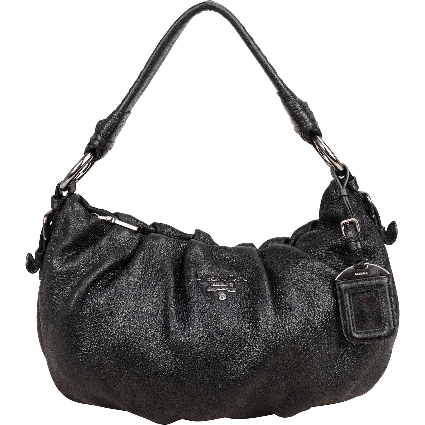 Prada Vitello Daino Ruched Hobo Shoulder Bag