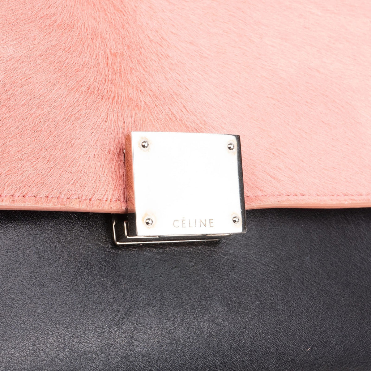 Celine Trapeze aus dreifarbigem Leder und Ponyfell – Ansicht 10