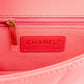 Chanel Pink Leather Quilted Lambskin Top Handle Single Flap Crossbody Bag