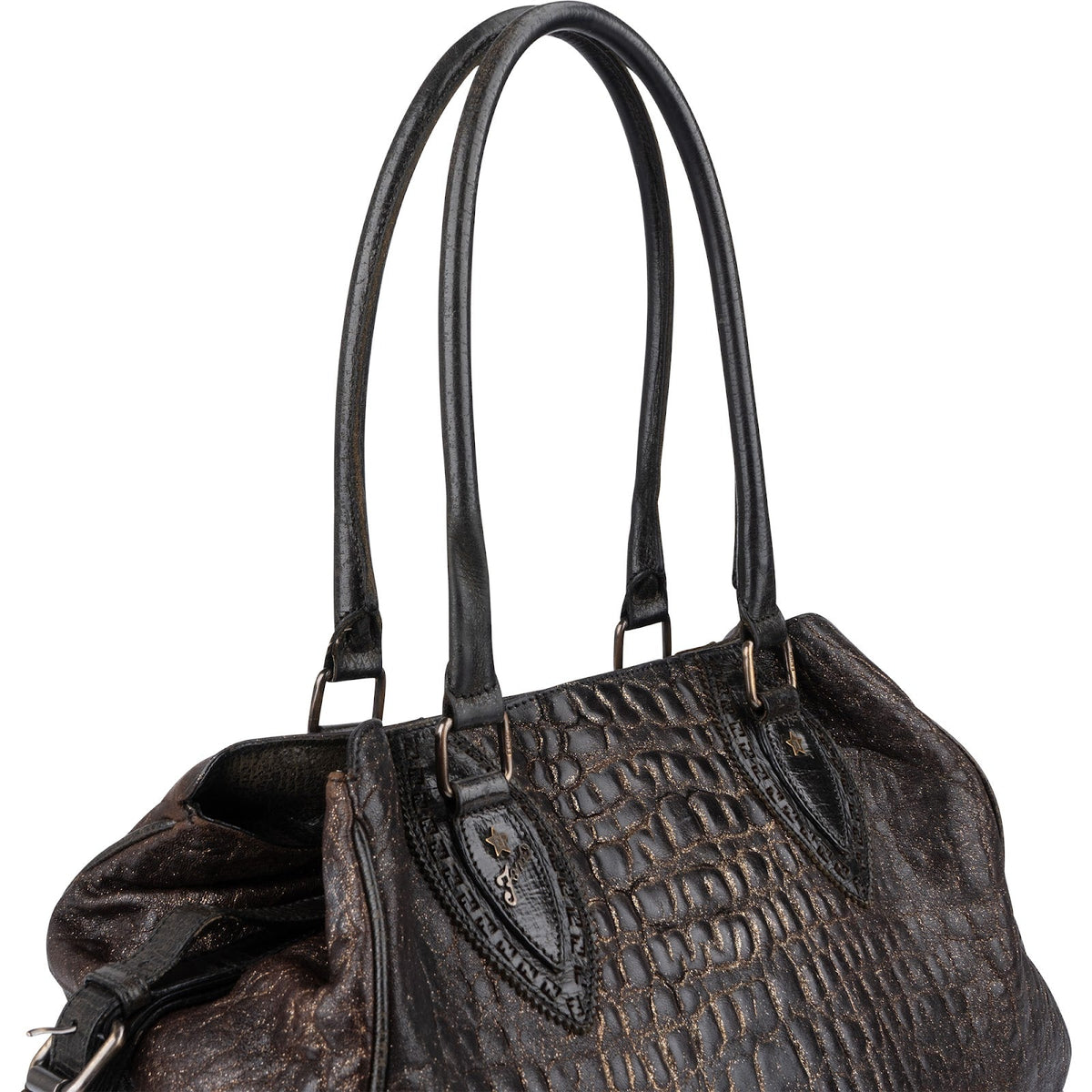 Fendi Croc-Embossed Leather Tote Shoulder Bag