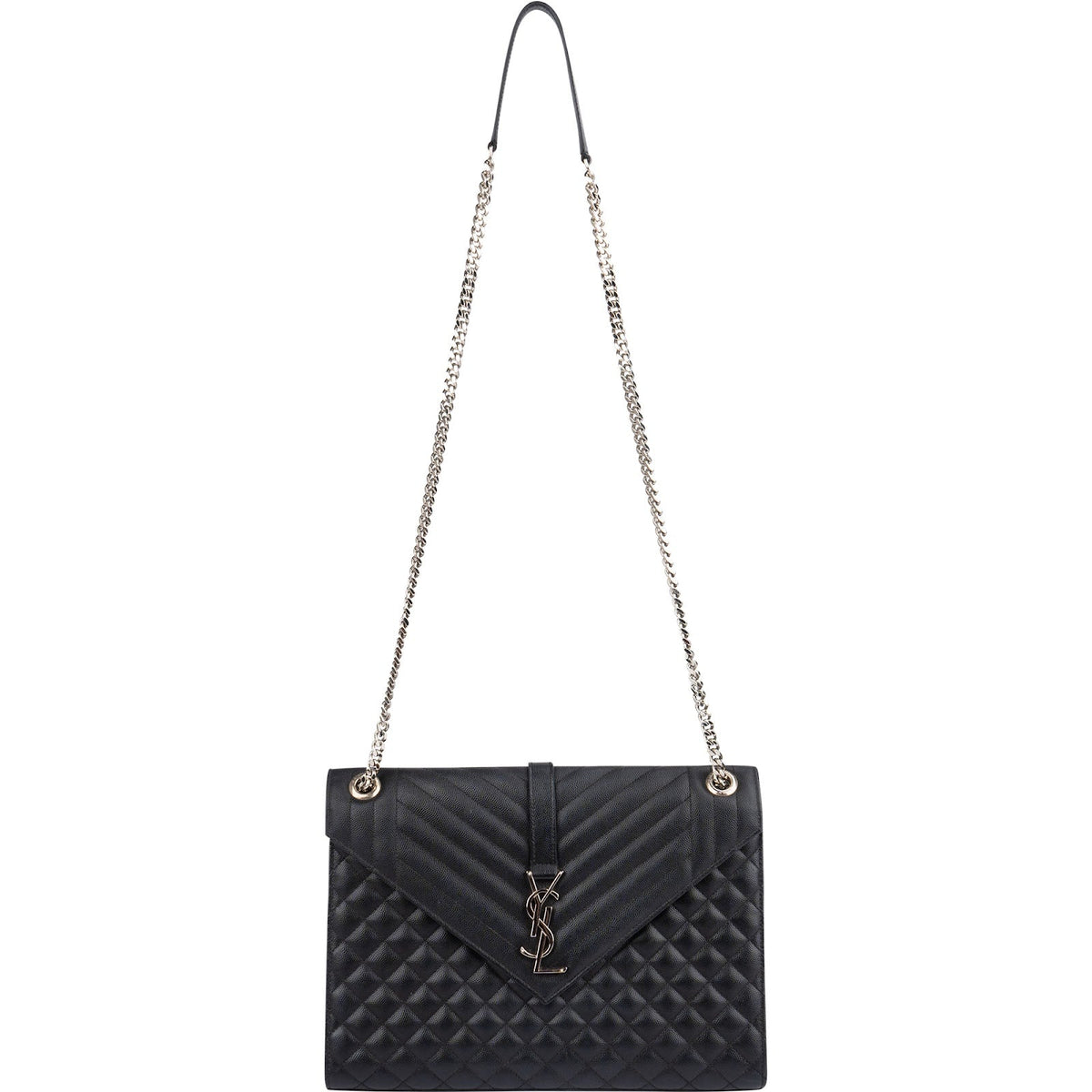 Saint Laurent Quilted Grained Leather Large Envelope Crossbody Bag