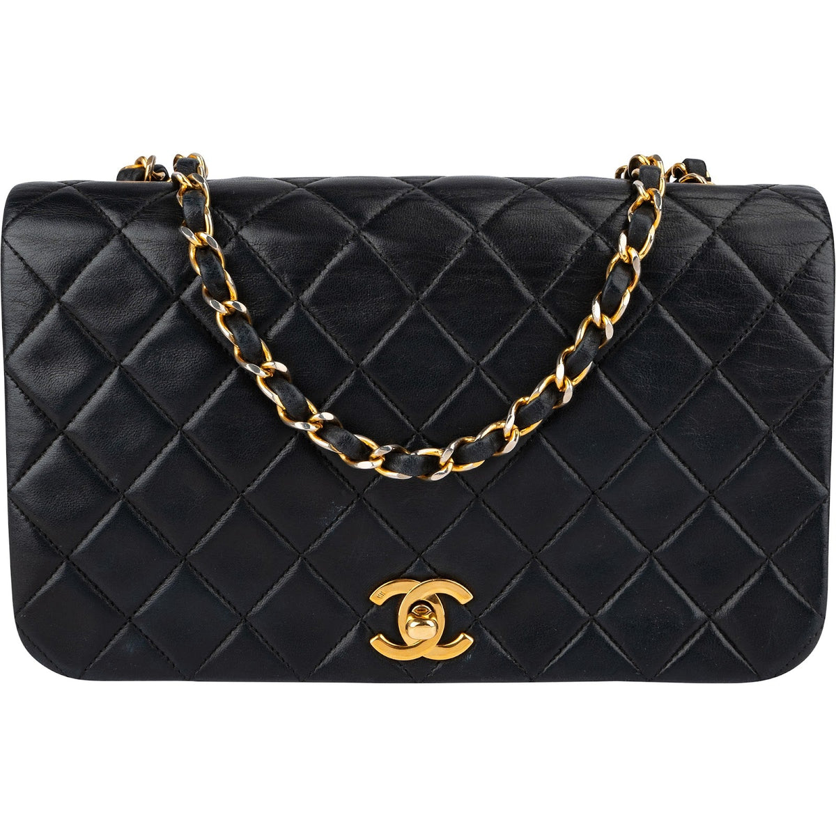 Chanel Quilted Lambskin 24K Gold Single Flap Crossbody Bag