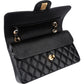 Chanel Quilted Caviar Leather Gold Small Double Flap Shoulder Bag